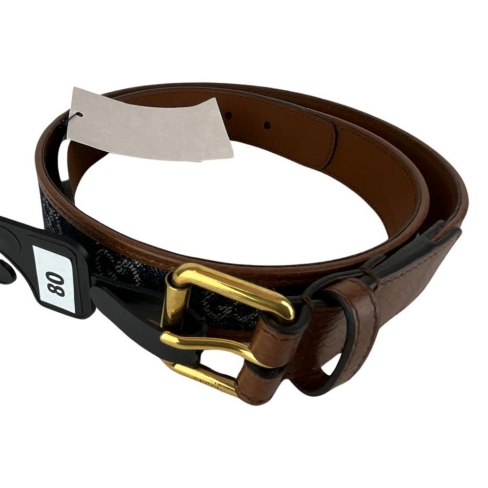 Gucci Women's Monogram GG Supreme Donna  Cinture Belt Brown & Blue Sz 80.32